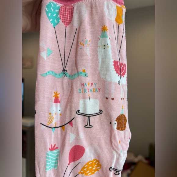 Little Sleepies Pink Party Animals Birthday Long Sleeve Pajama Set Size 12-18M - Picture 7 of 9